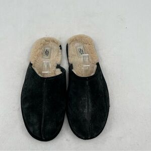 UGG Mens Scuff Slipper Black with Sheepskin Wool House slippers size: 12